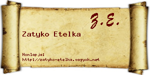 Zatyko Etelka névjegykártya
